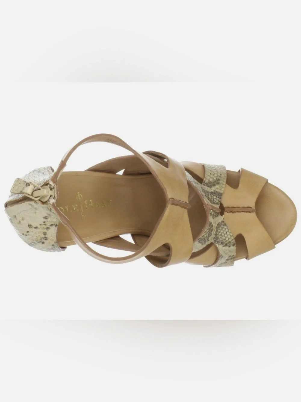 Cole Haan x Nike Air New in Box 📦 Tan Leather Wedge Sandal with Snakeskin Accent